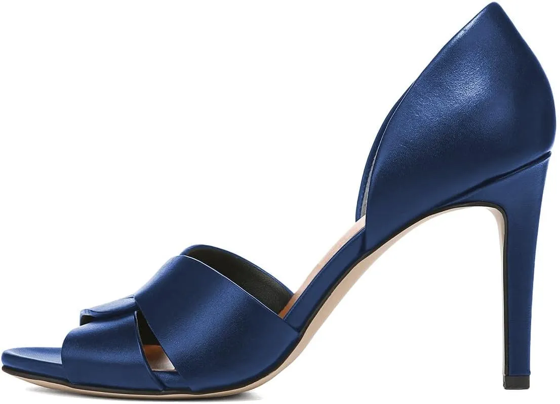 Pazzion Women Sexy Open Almond Toe High Heeled D'Orsay Pumps Slip On Stiletto Heel Two Pieces Sandals Versatile Party Evening Shoes Size 4-16 US