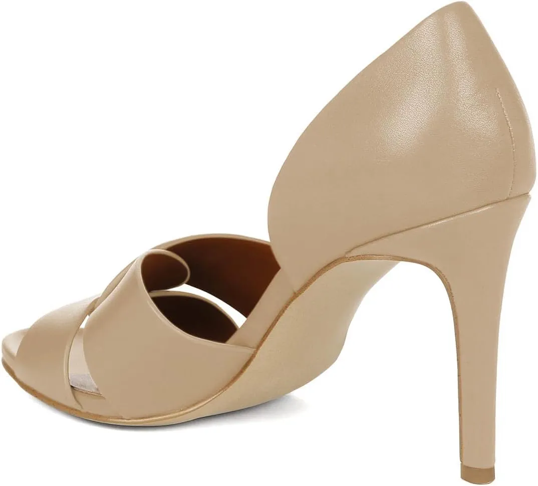 Pazzion Women Sexy Open Almond Toe High Heeled D'Orsay Pumps Slip On Stiletto Heel Two Pieces Sandals Versatile Party Evening Shoes Size 4-16 US