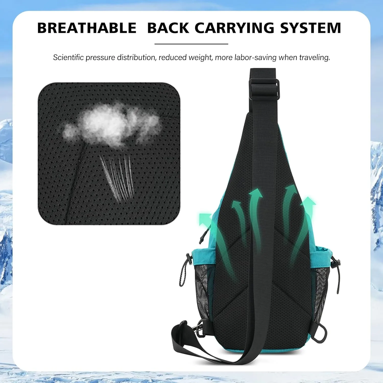Peicees Small Sling Bag with 2 Bottle Holders, Sling Backpack Crossbody Bag Chest Daypack for Daily Use Travel, Bottle Not Included, Dark Rose