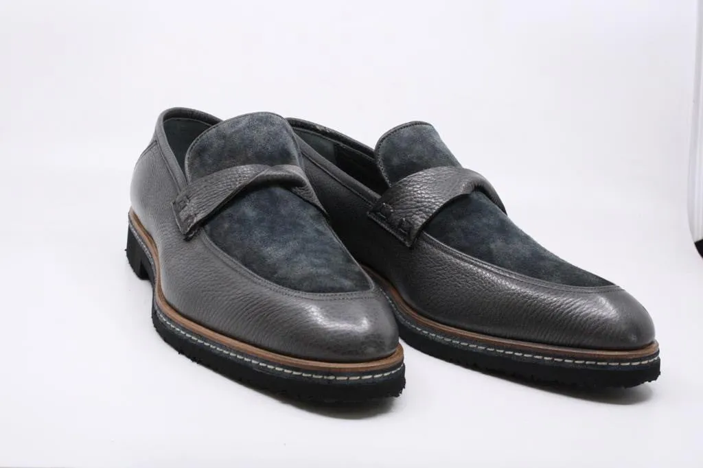 Pelle Line Exclusive 1365 Suede and leather loafer- Gray