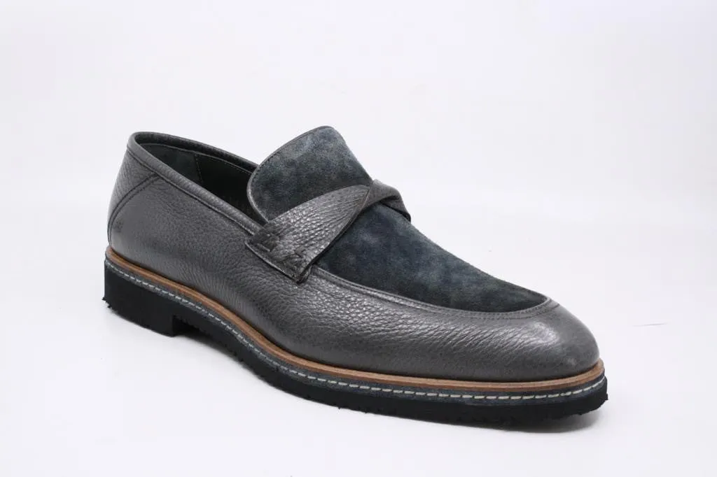 Pelle Line Exclusive 1365 Suede and leather loafer- Gray
