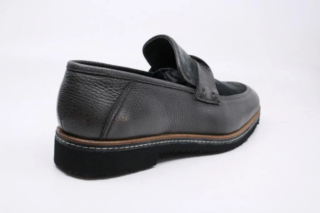 Pelle Line Exclusive 1365 Suede and leather loafer- Gray