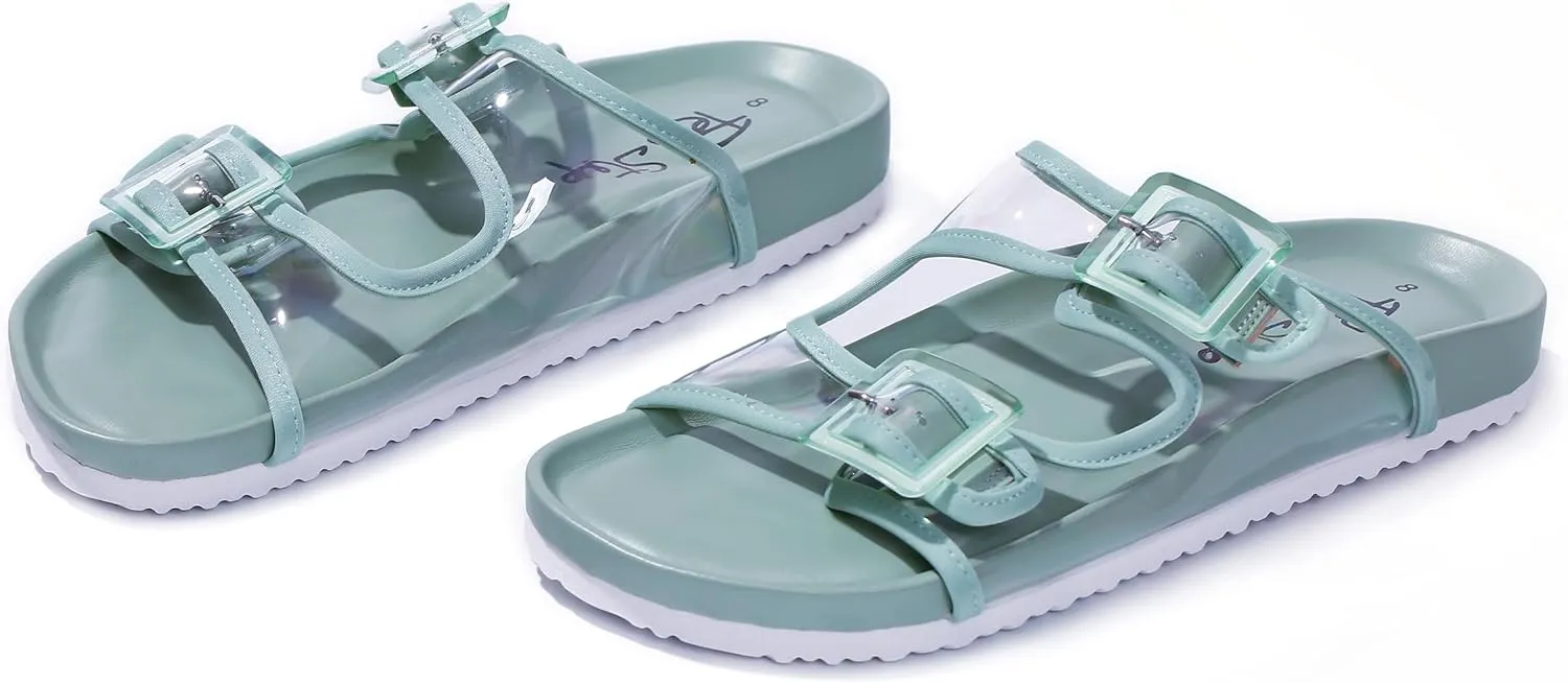 PepStep Slide Sandals for Women with Soft Cork Footbed and Strap, Ladies Fashion Platform Slide Sandals Comfortable Slip On Style