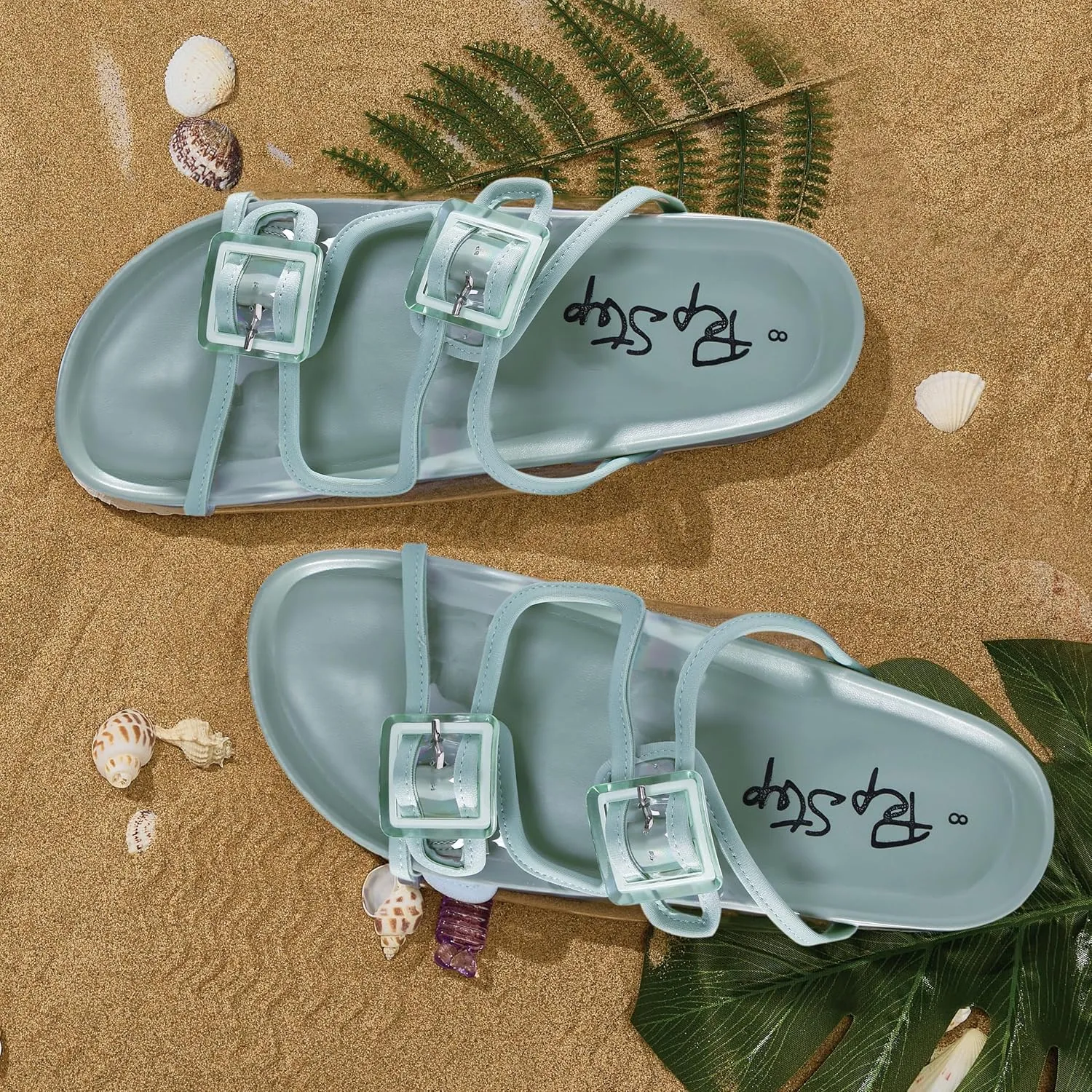 PepStep Slide Sandals for Women with Soft Cork Footbed and Strap, Ladies Fashion Platform Slide Sandals Comfortable Slip On Style