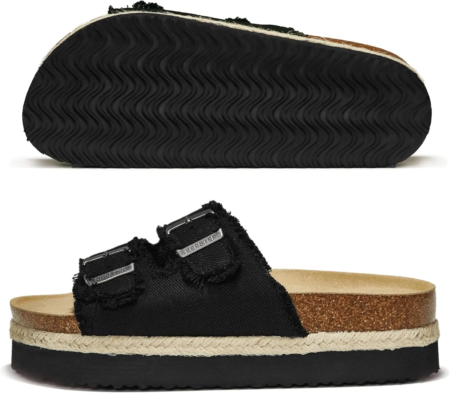 PepStep Slide Sandals for Women with Soft Cork Footbed and Strap, Ladies Fashion Platform Slide Sandals Comfortable Slip On Style