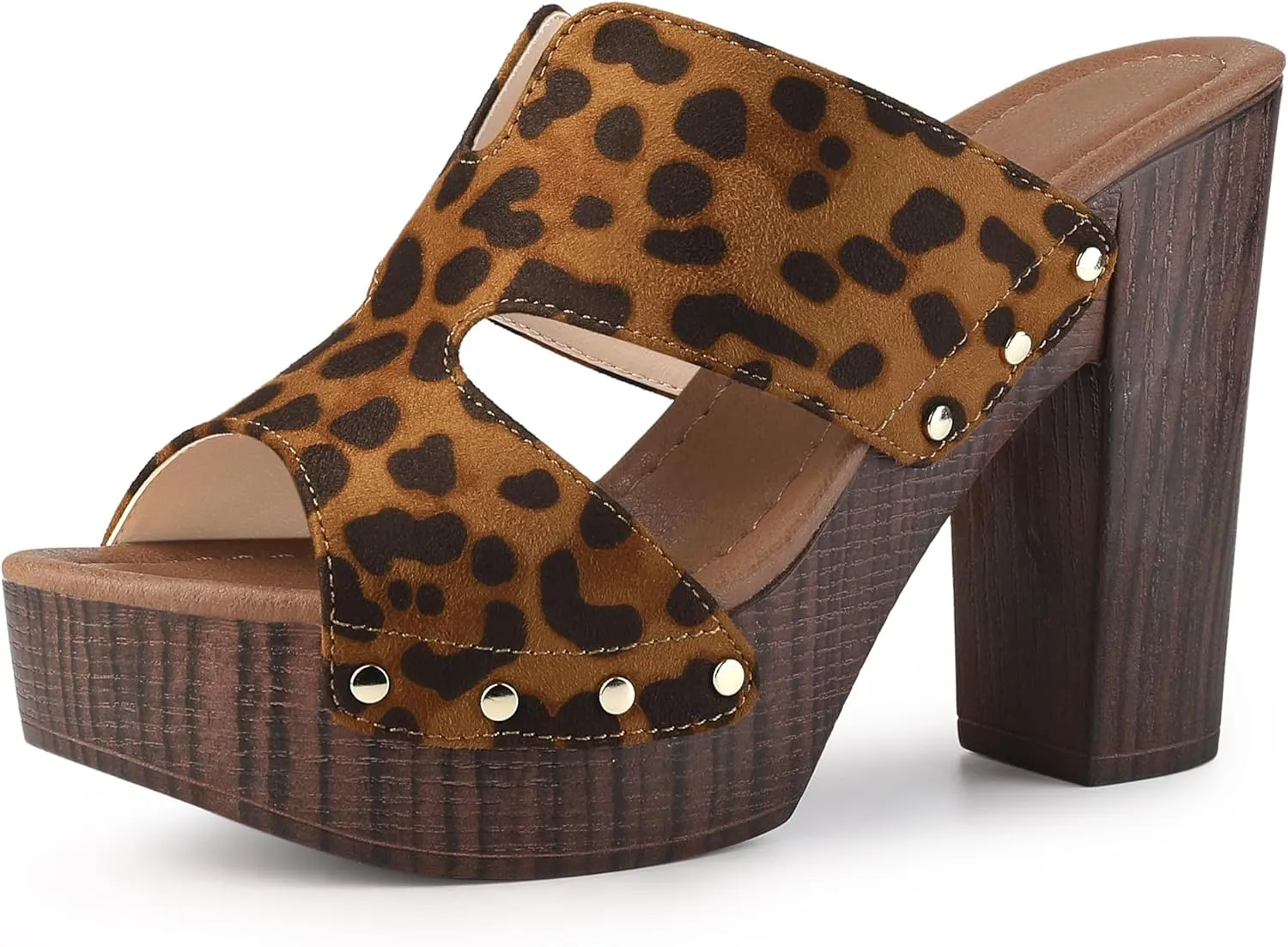 Perphy Platform Slip on Block High Heels Slides Sandals for Women