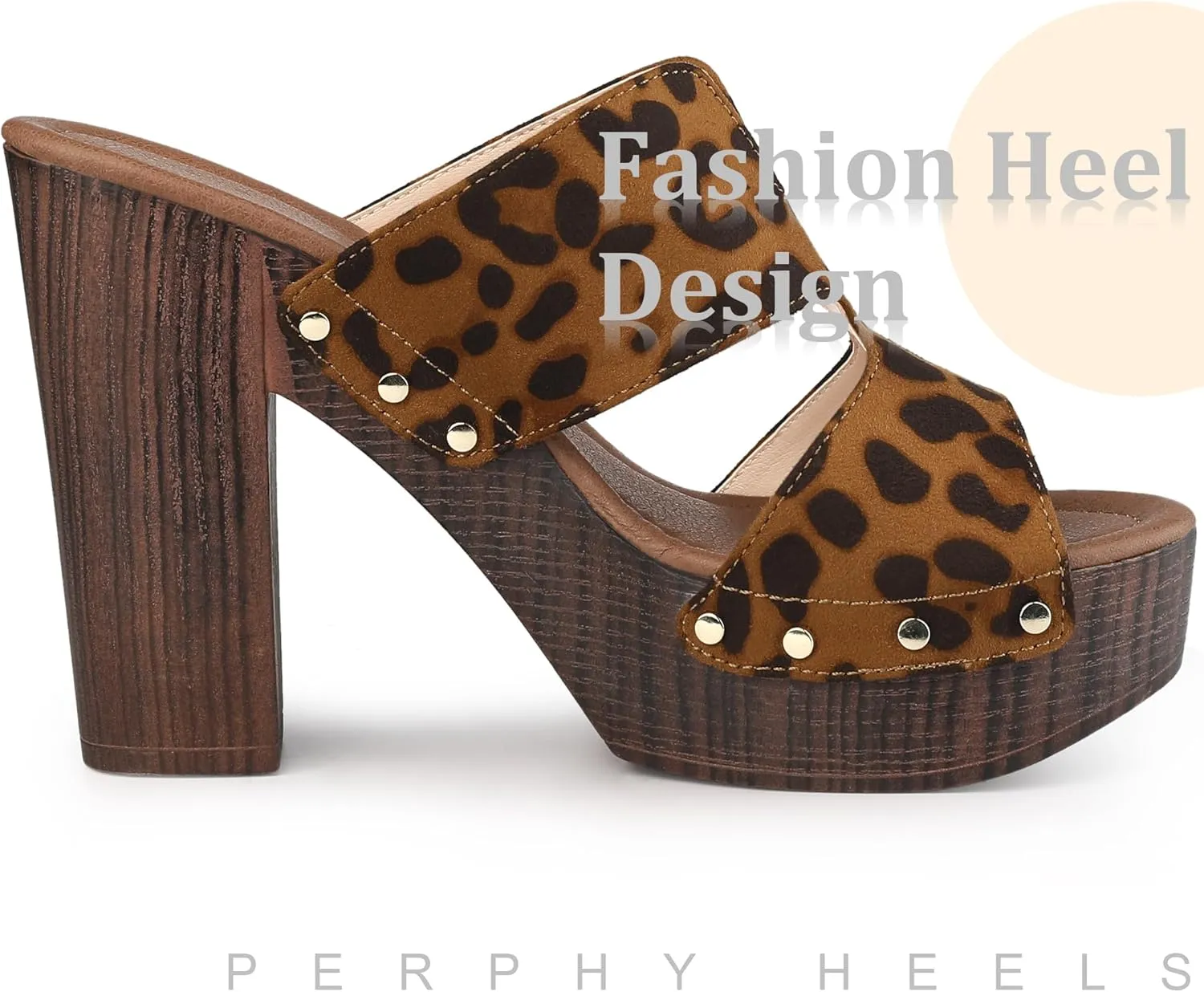 Perphy Platform Slip on Block High Heels Slides Sandals for Women