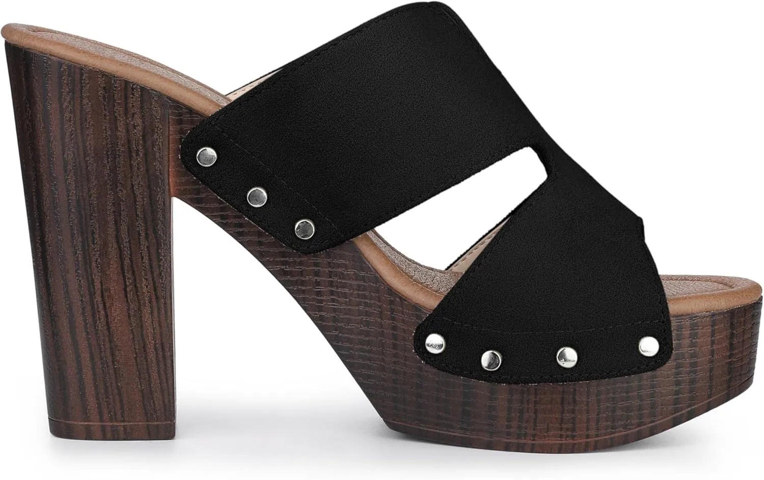 Perphy Platform Slip on Block High Heels Slides Sandals for Women