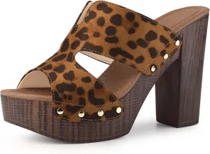 Perphy Platform Slip on Block High Heels Slides Sandals for Women