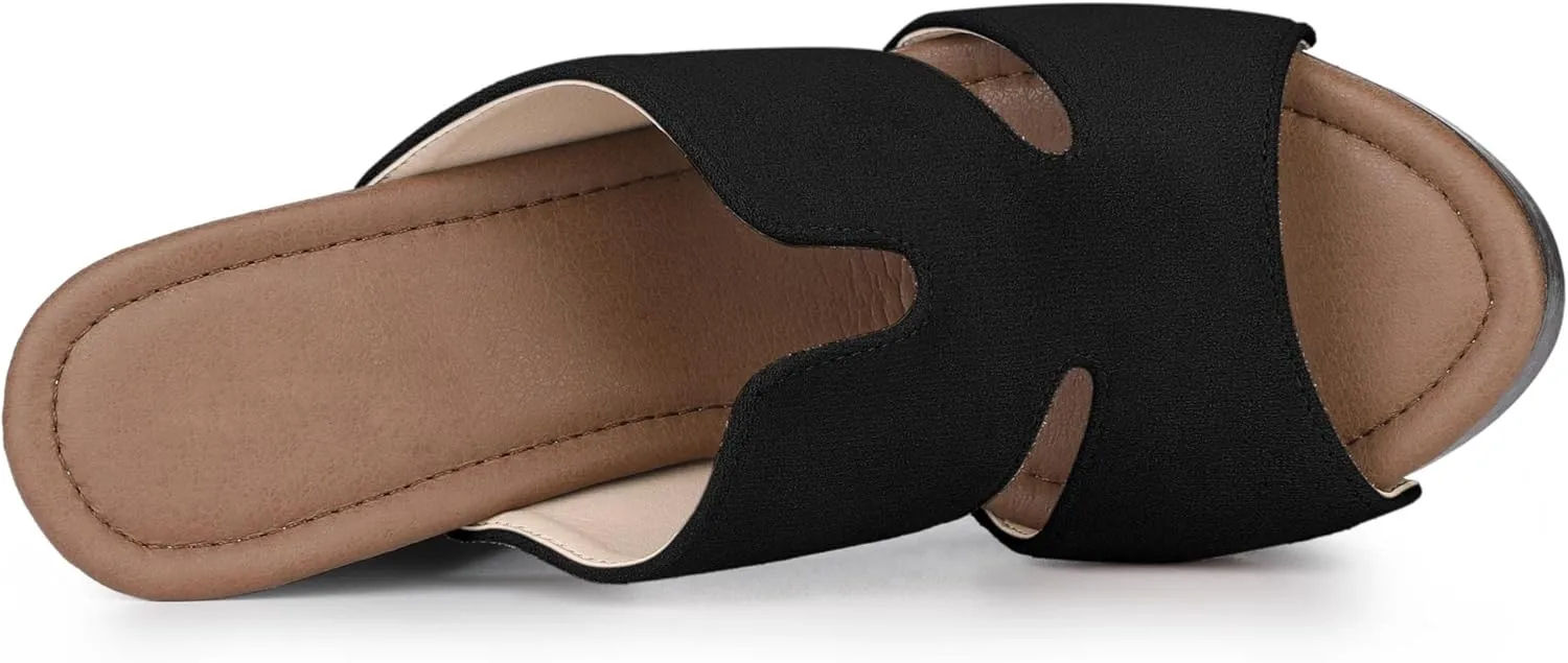 Perphy Platform Slip on Block High Heels Slides Sandals for Women