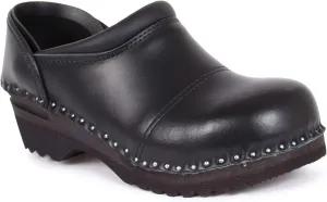 Picasso Bastad Slip On Steel Toe Non Slip Womens Leather Wooden Nursing Chef Work Swedish Clogs