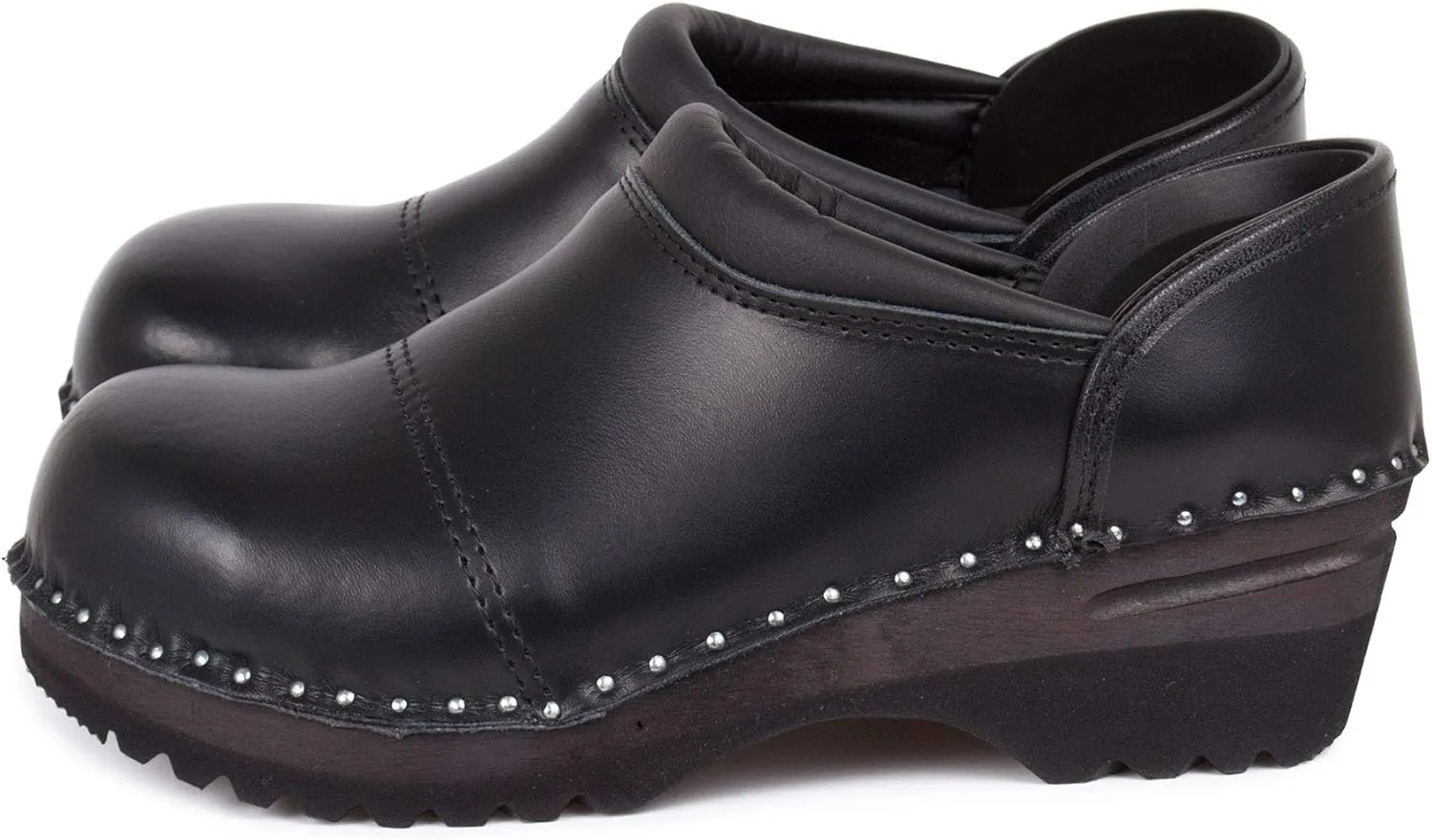 Picasso Bastad Slip On Steel Toe Non Slip Womens Leather Wooden Nursing Chef Work Swedish Clogs