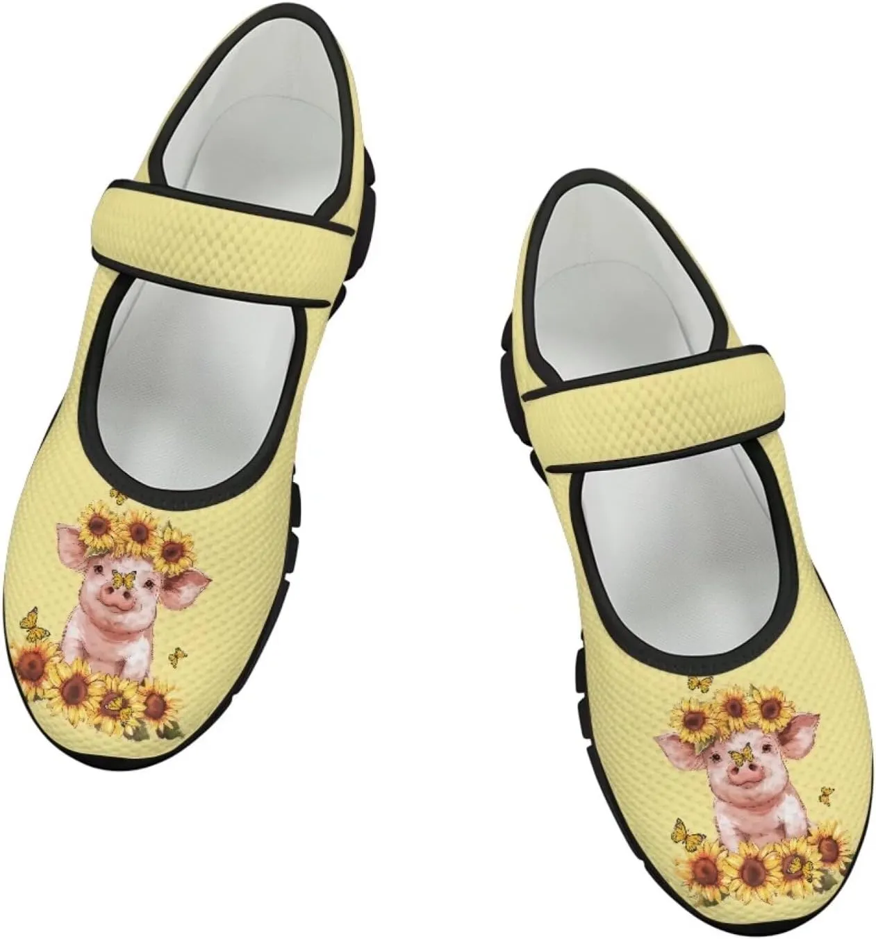 Pig Design Slip On Womens Shoes Casual Comfortable Sneakers Breathable Magic Sticker Convenient Wear Shoes