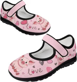 Pig Design Slip On Womens Shoes Casual Comfortable Sneakers Breathable Magic Sticker Convenient Wear Shoes