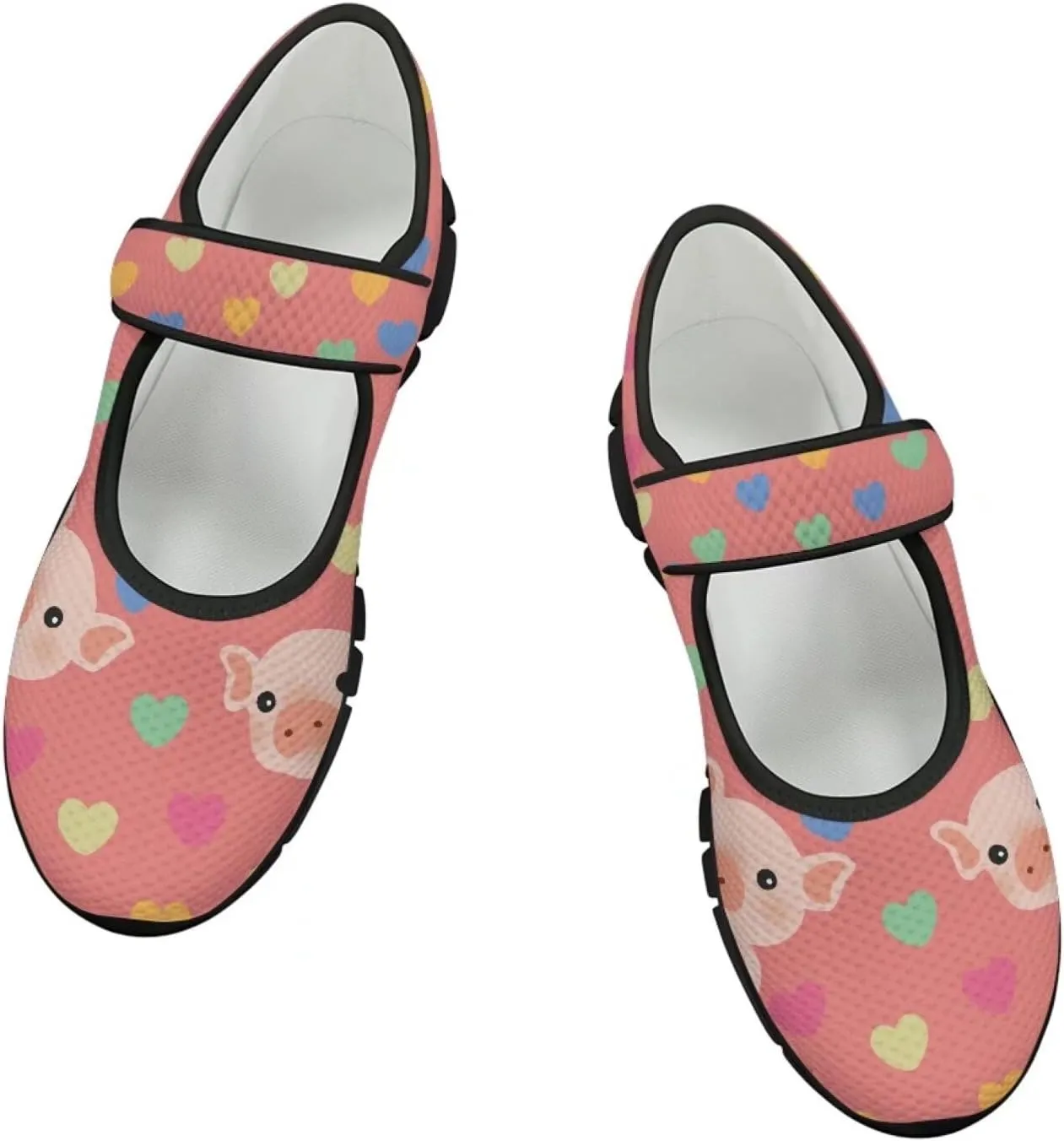 Pig Design Slip On Womens Shoes Casual Comfortable Sneakers Breathable Magic Sticker Convenient Wear Shoes
