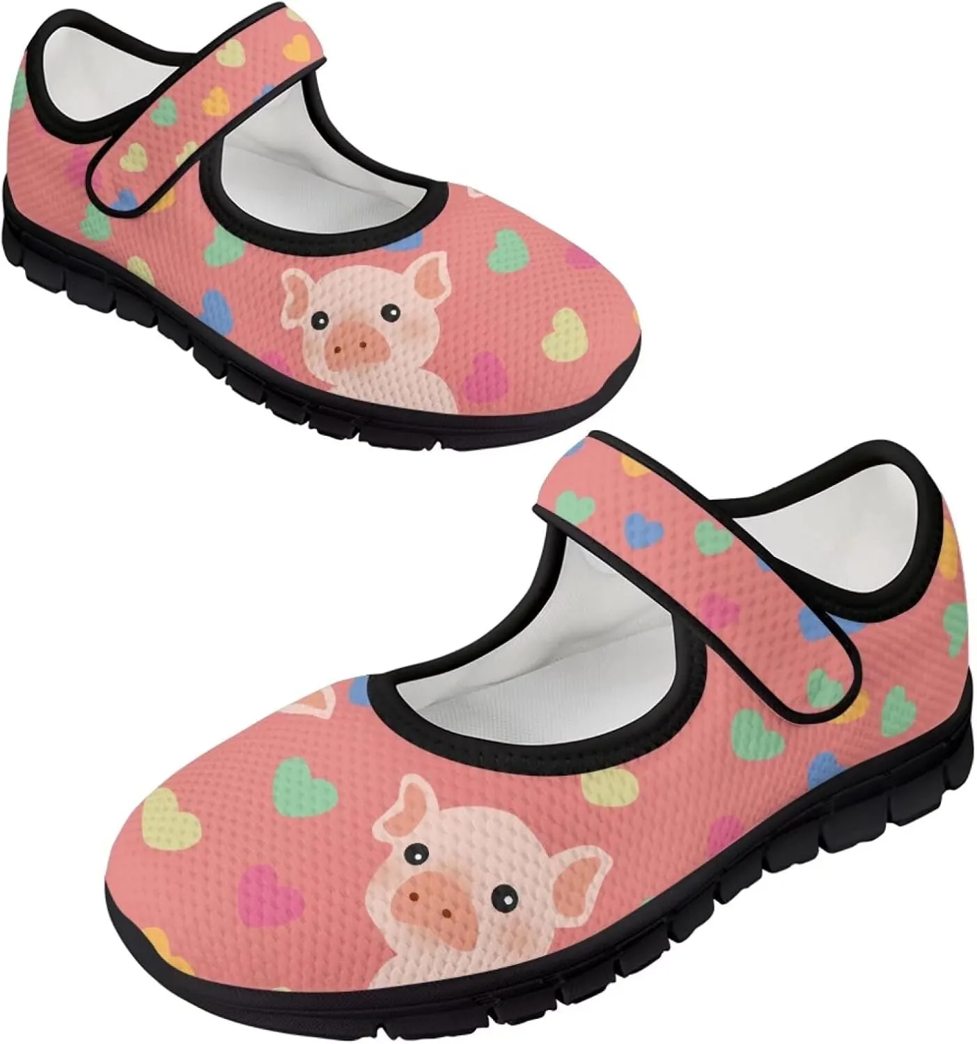 Pig Design Slip On Womens Shoes Casual Comfortable Sneakers Breathable Magic Sticker Convenient Wear Shoes