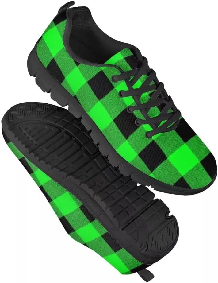 PinUp Angel Women's Buffalo Plaid Walking Shoes Lightweight Comfy Sports Running Work Sneaker