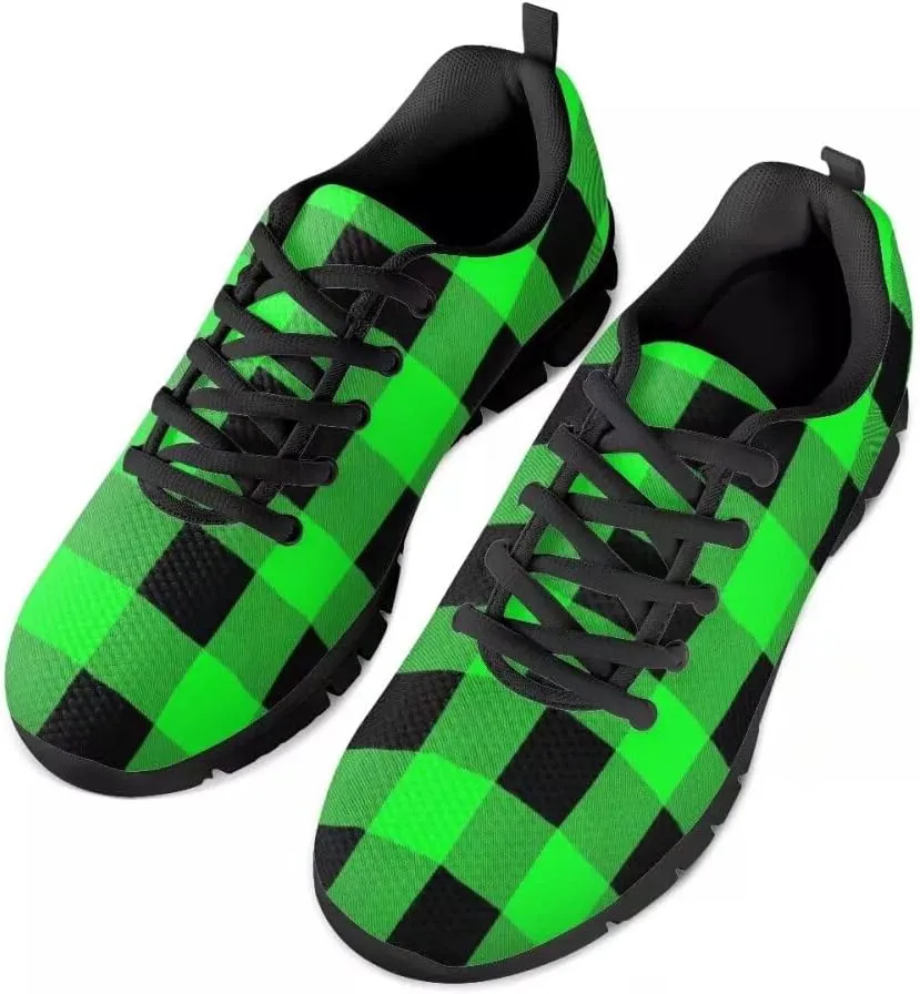PinUp Angel Women's Buffalo Plaid Walking Shoes Lightweight Comfy Sports Running Work Sneaker