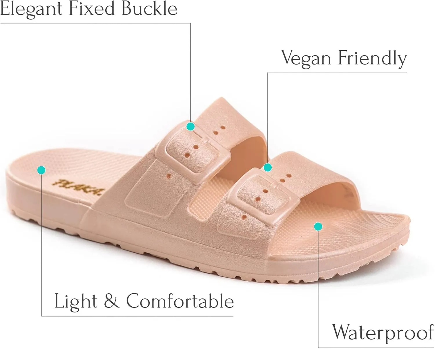 Plaka Genesis Slide Sandals for Women with 2 Fixed Buckle Straps | Comfortable & Stylish Slip On Women Sandals for Any Occasion
