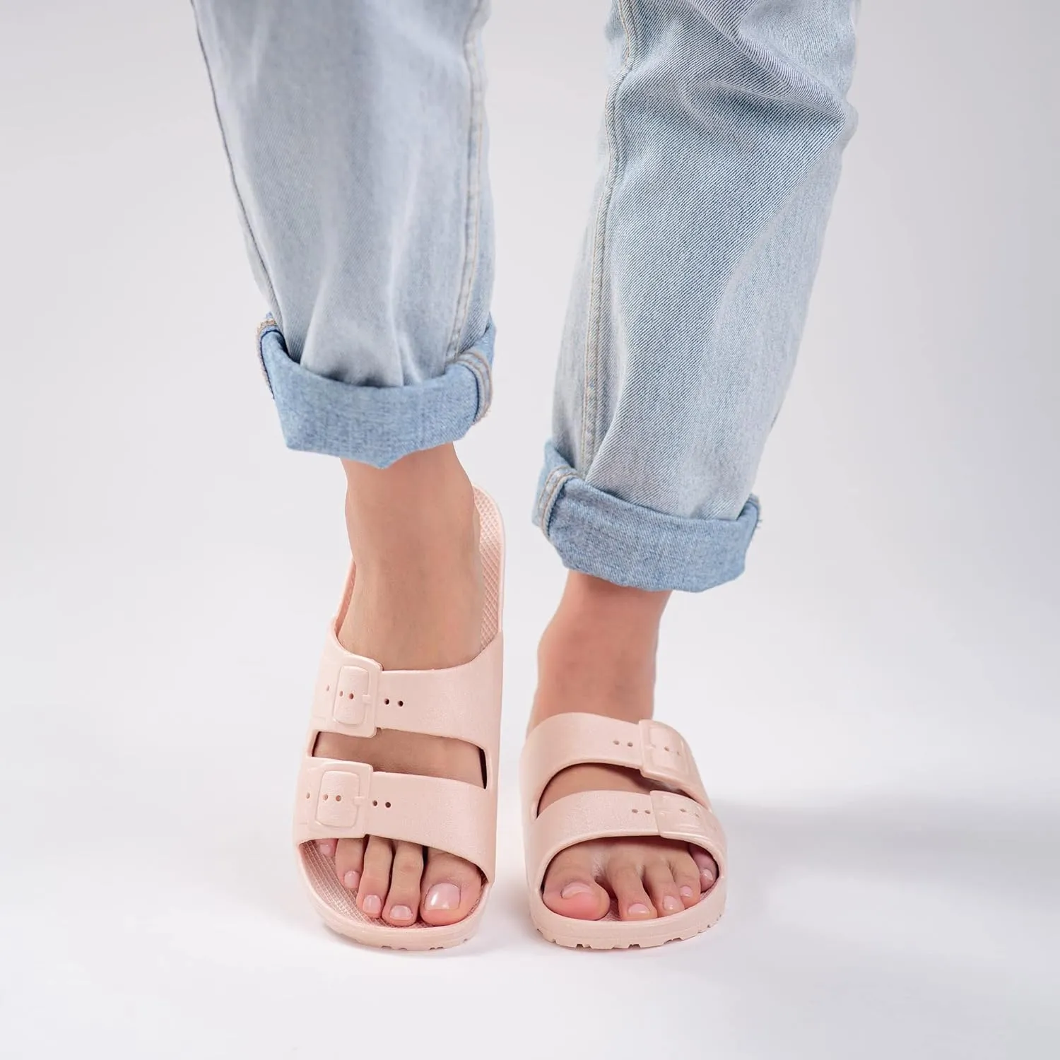 Plaka Genesis Slide Sandals for Women with 2 Fixed Buckle Straps | Comfortable & Stylish Slip On Women Sandals for Any Occasion