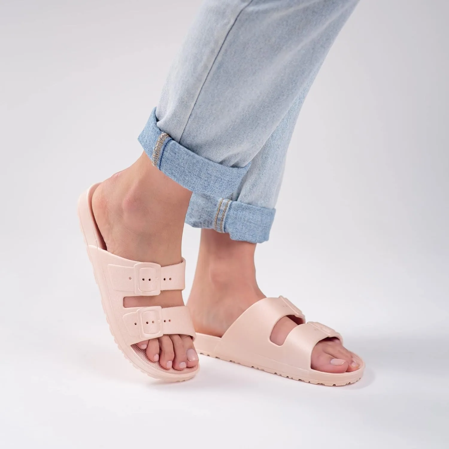 Plaka Genesis Slide Sandals for Women with 2 Fixed Buckle Straps | Comfortable & Stylish Slip On Women Sandals for Any Occasion