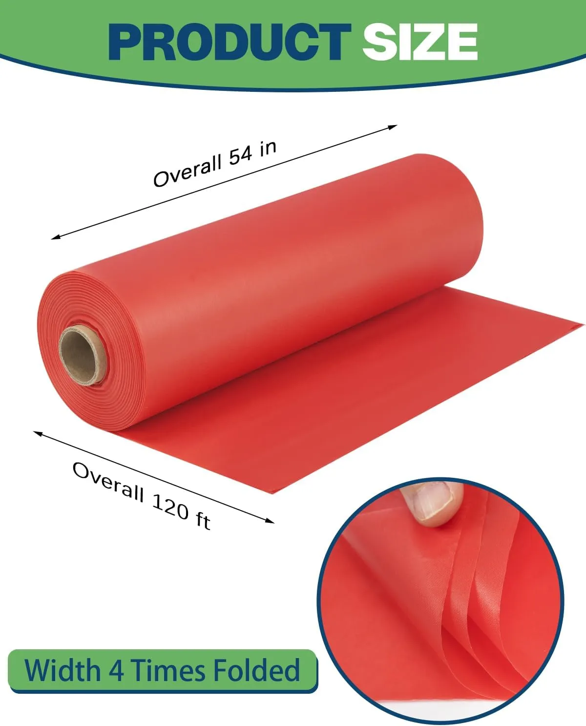 Plastic Tablecloth Roll 54 Inch x 120 Feet Red Disposable Table Cover, Table Cloth Roll with Cutter Box for Birthdays, Picnics, Weddings, Christmas, Thanksgiving