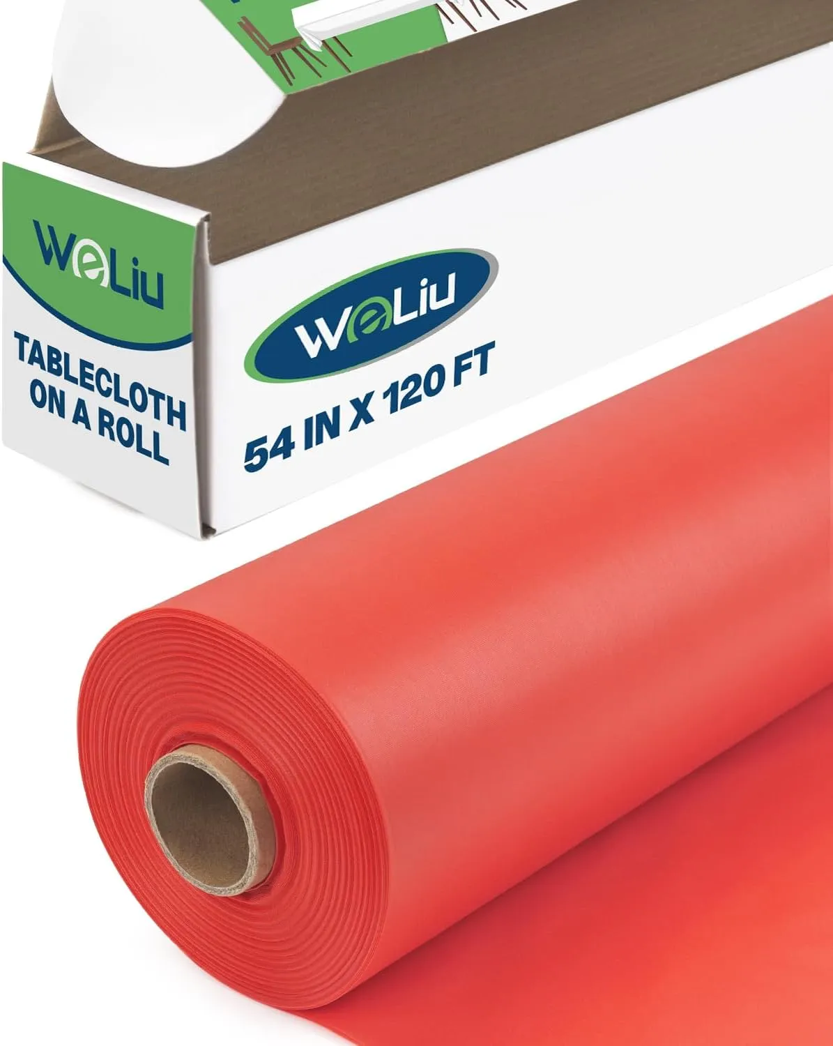 Plastic Tablecloth Roll 54 Inch x 120 Feet Red Disposable Table Cover, Table Cloth Roll with Cutter Box for Birthdays, Picnics, Weddings, Christmas, Thanksgiving