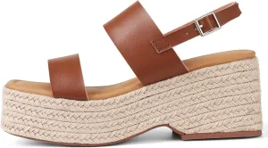 Platform Sandals Women Open Toe Ankle Strap Summer Wedge Espadrille Sandals Cute Beach Straw Raffia Woven Sandals Comfortable Vacation Dress Shoes