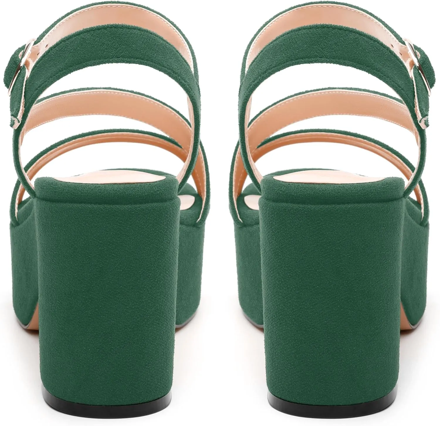 Platform Wedges Women - Chunky Heel Sandals with Adjustable Ankle Strap, Open Round Toe Solid Color for Office, Parties & Daily Wear