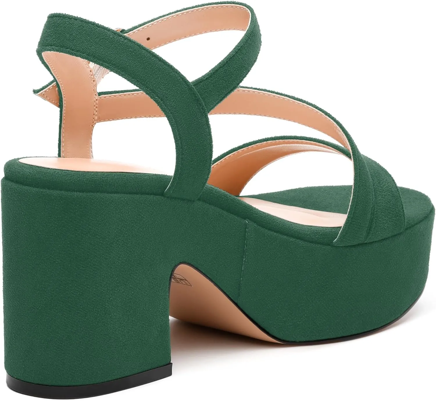 Platform Wedges Women - Chunky Heel Sandals with Adjustable Ankle Strap, Open Round Toe Solid Color for Office, Parties & Daily Wear