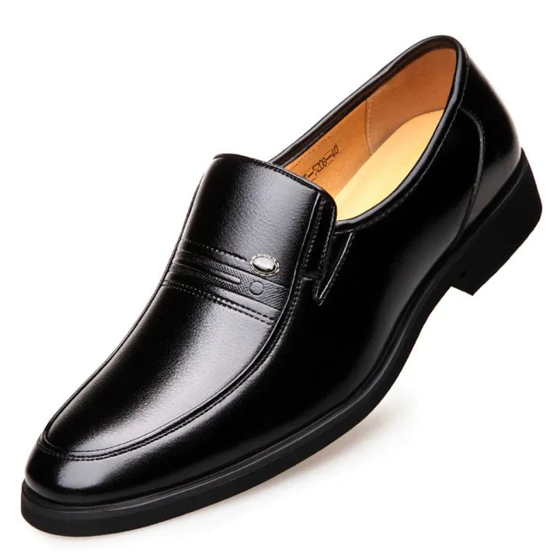 Pointed Toe Slip-On Breathable Leather Dress Shoes