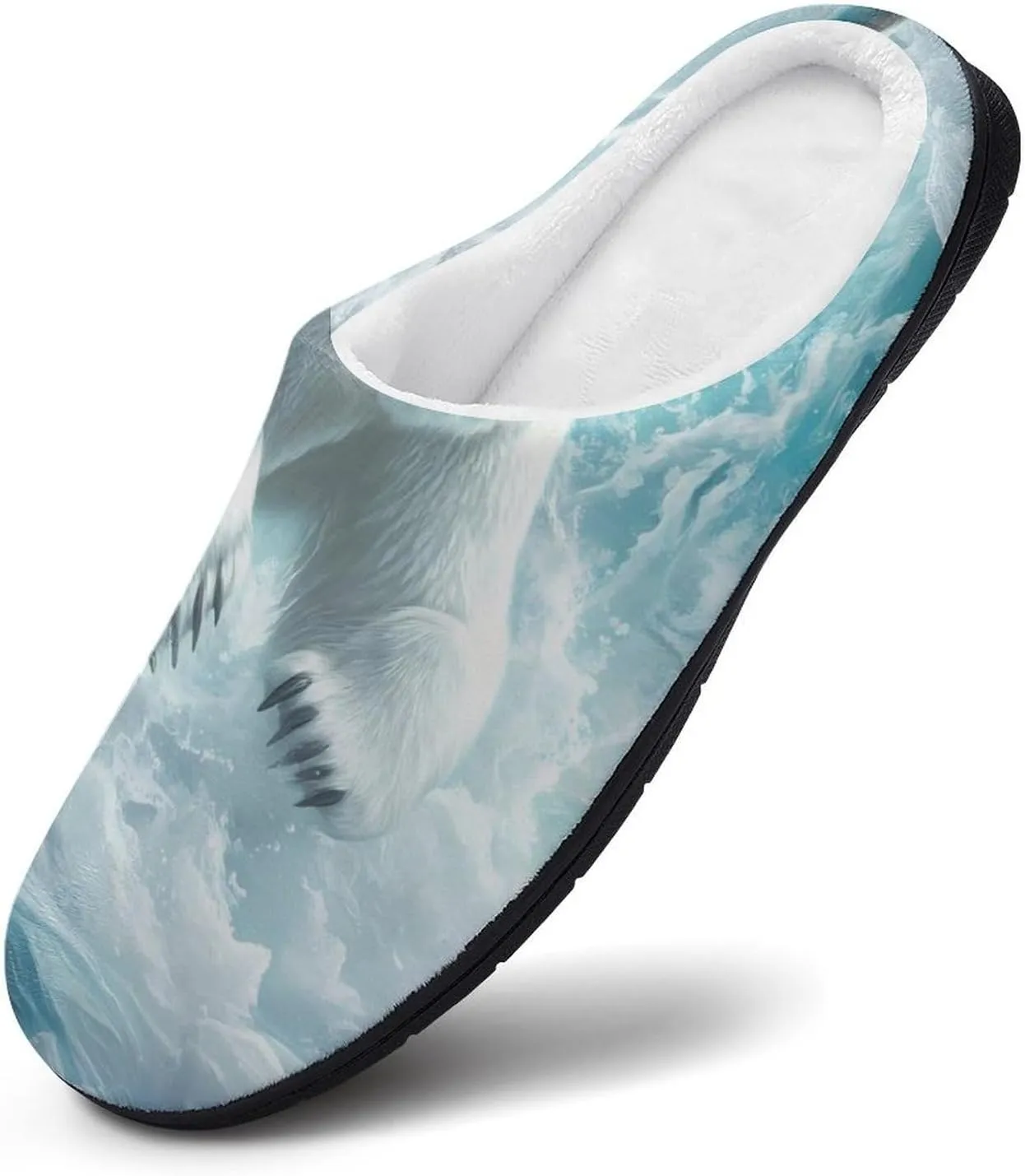 Polar Bears Brave The Arctic Comfort Womens Cotton Slippers Winter Warm Slip-on House Shoes For Home Office Hotel