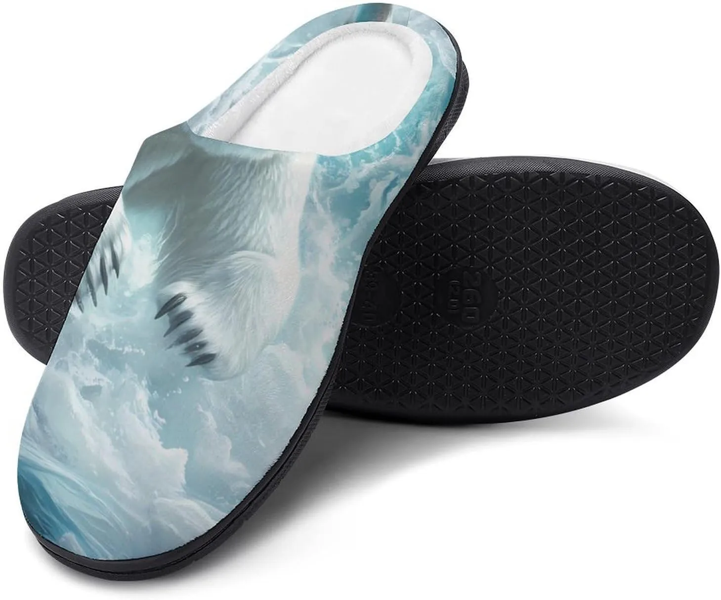 Polar Bears Brave The Arctic Comfort Womens Cotton Slippers Winter Warm Slip-on House Shoes For Home Office Hotel