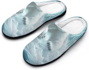 Polar Bears Brave The Arctic Comfort Womens Cotton Slippers Winter Warm Slip-on House Shoes For Home Office Hotel