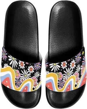 Pool Sandals Women Non Slip Slip on Sandals Women Comfortable Black
