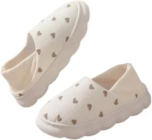 Premium Comfort Breathable Closed Back Thermal Cute Heart Non Slip Women's Fuzzy House Slippers Indoor Soft Warm Shoes