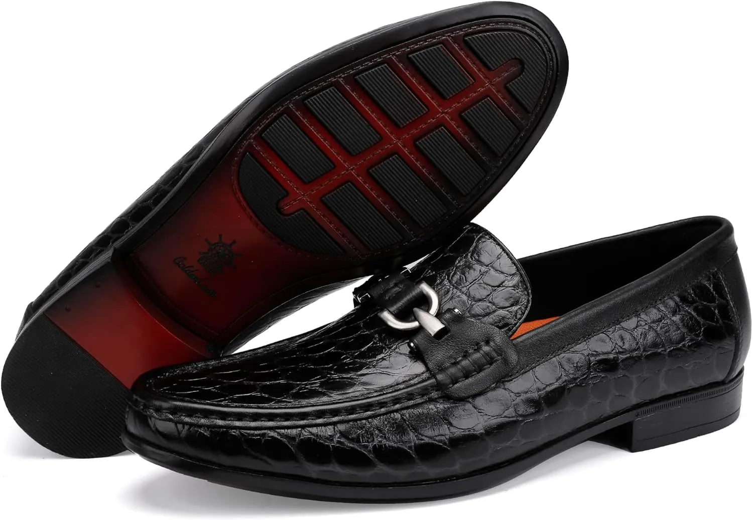 Premium Dress Shoes for Men, Classic Alligator Printed Business Leather Dress Slip on Loafer Shoes for Mens