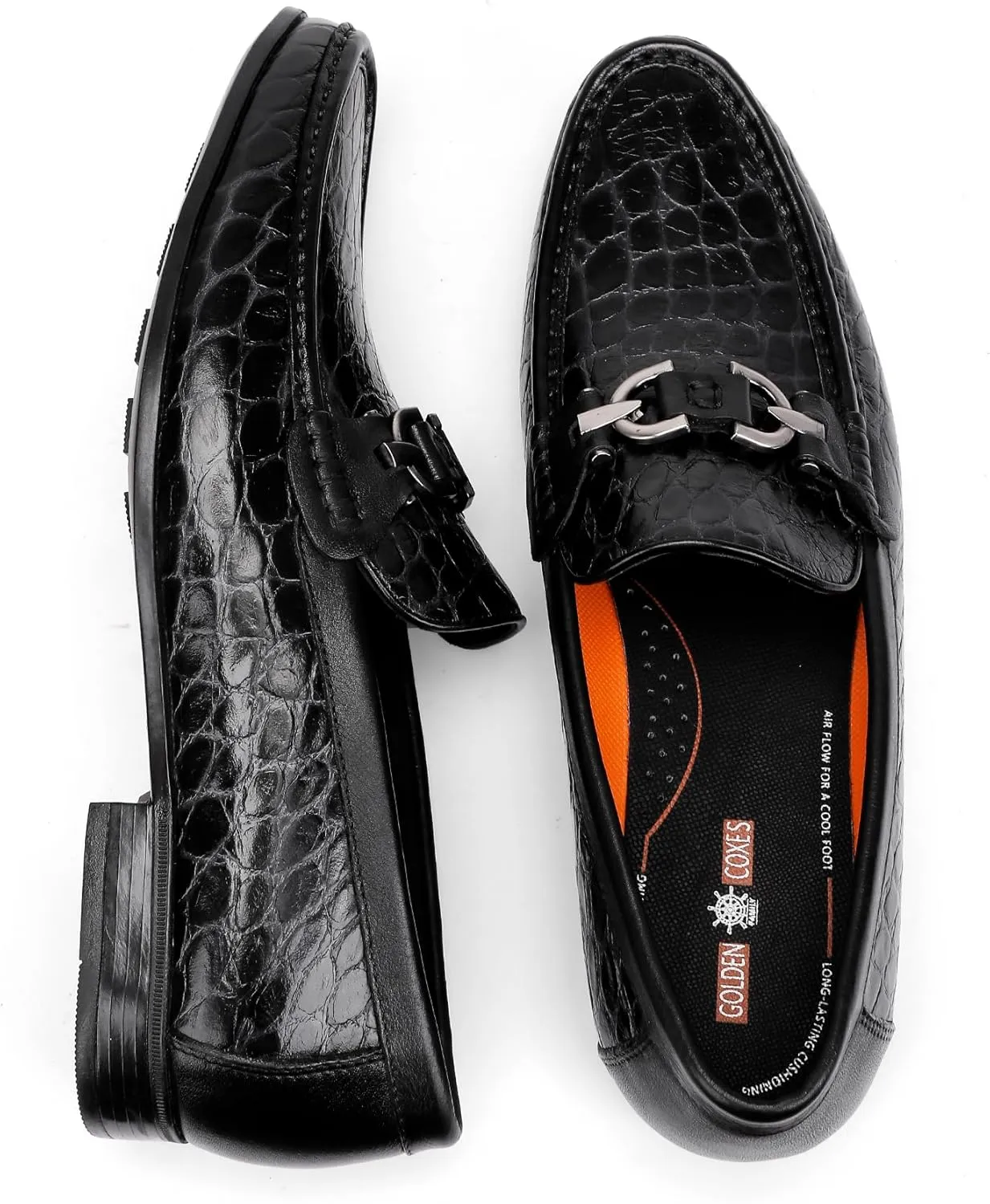 Premium Dress Shoes for Men, Classic Alligator Printed Business Leather Dress Slip on Loafer Shoes for Mens