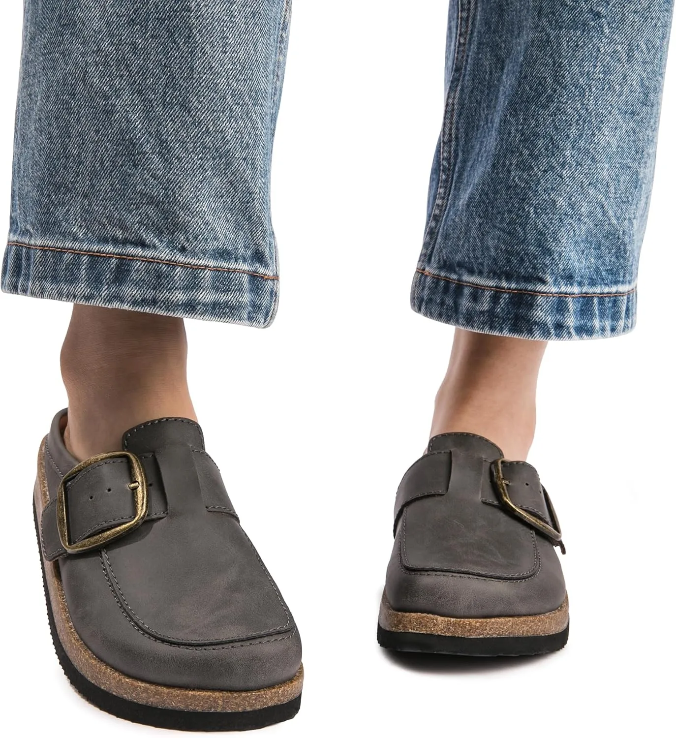 Premium Genuine Leather Women's Clogs - Slip-Resistant Non-Skid Sole, Plush Memory Foam Insole, Lightweight & Comfortable, Versatile for Work, Casual, or Outdoor Occasions
