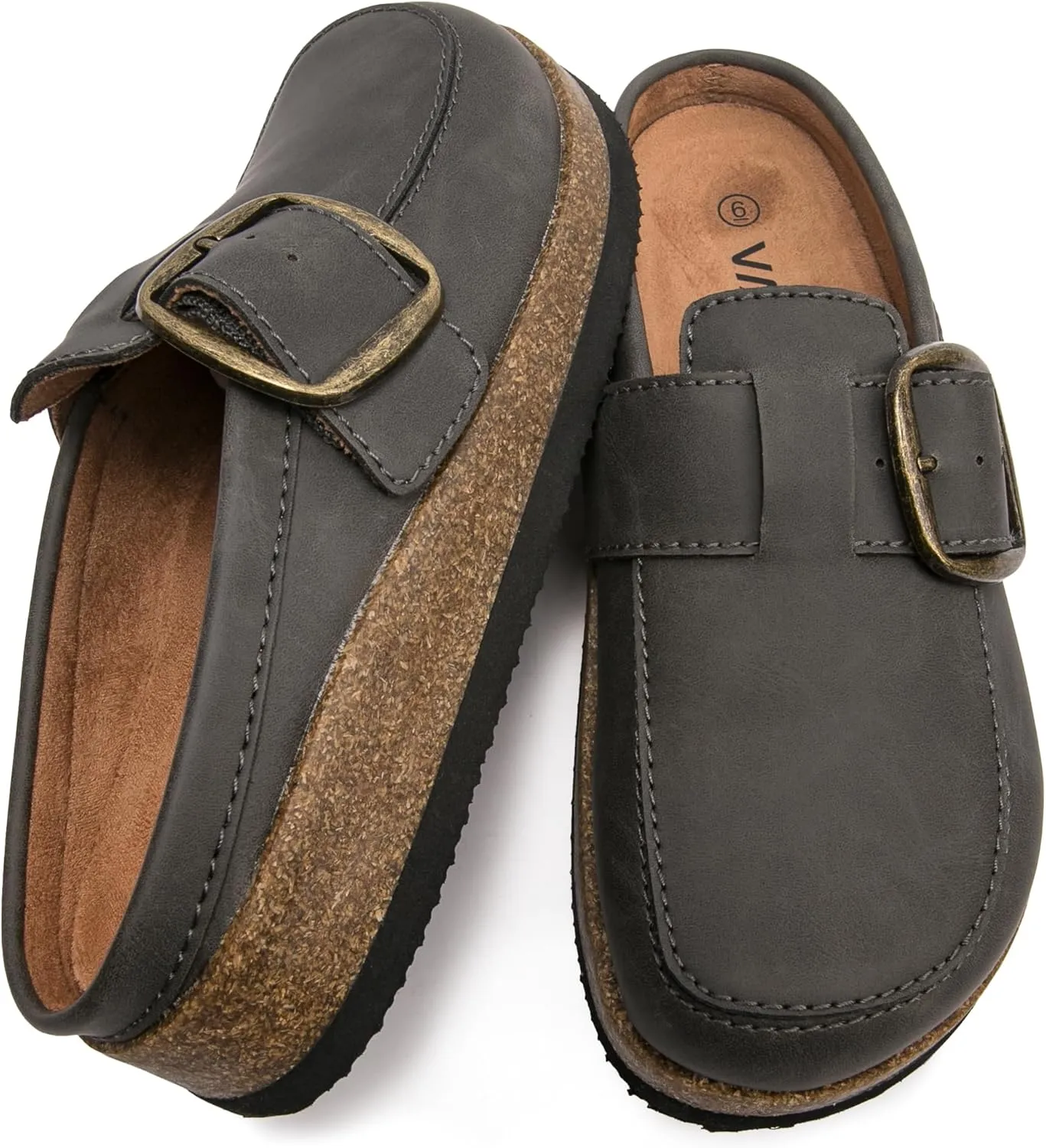 Premium Genuine Leather Women's Clogs - Slip-Resistant Non-Skid Sole, Plush Memory Foam Insole, Lightweight & Comfortable, Versatile for Work, Casual, or Outdoor Occasions