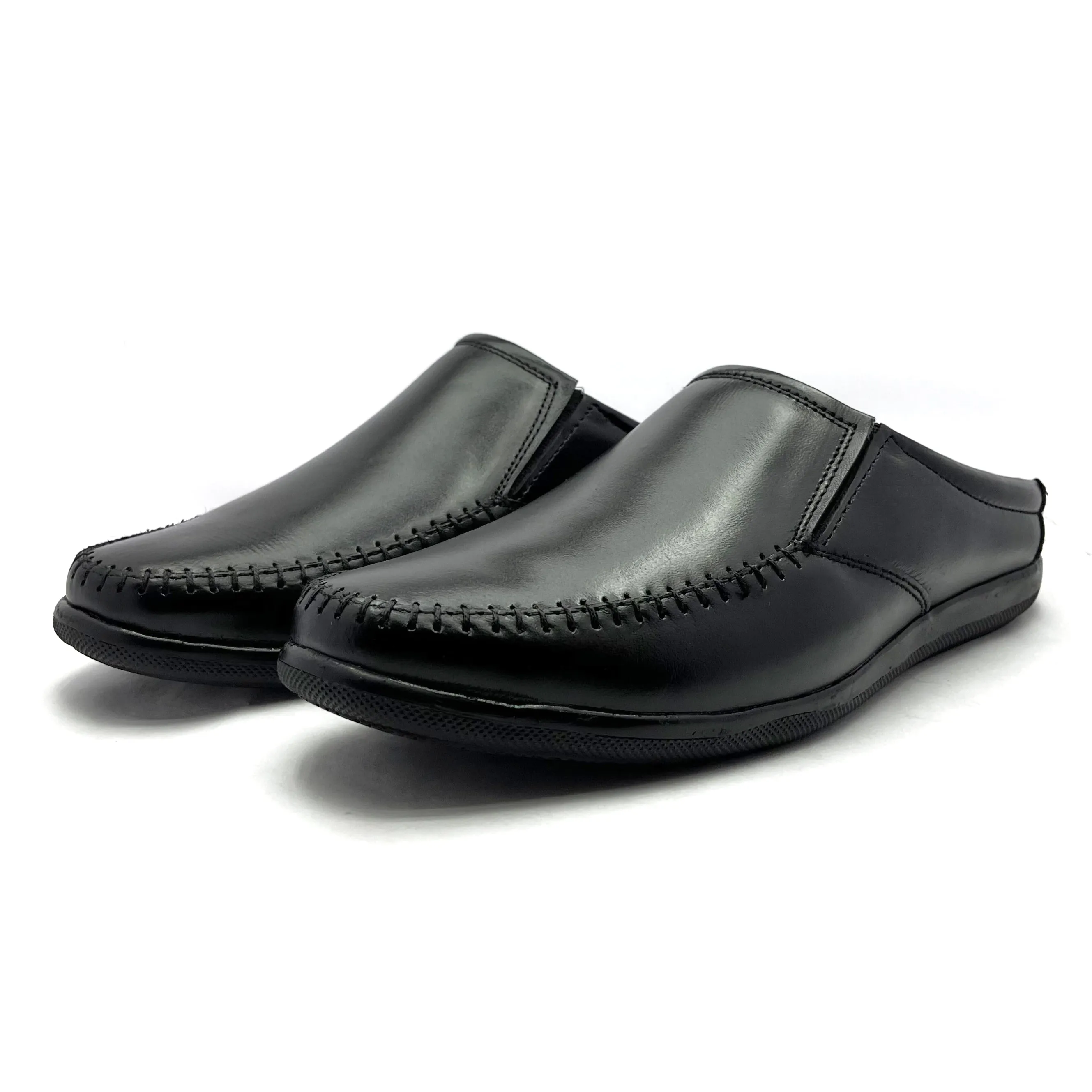 Premium Men's Leather Mules: Stylish Comfort for Every Occasion (Black)
