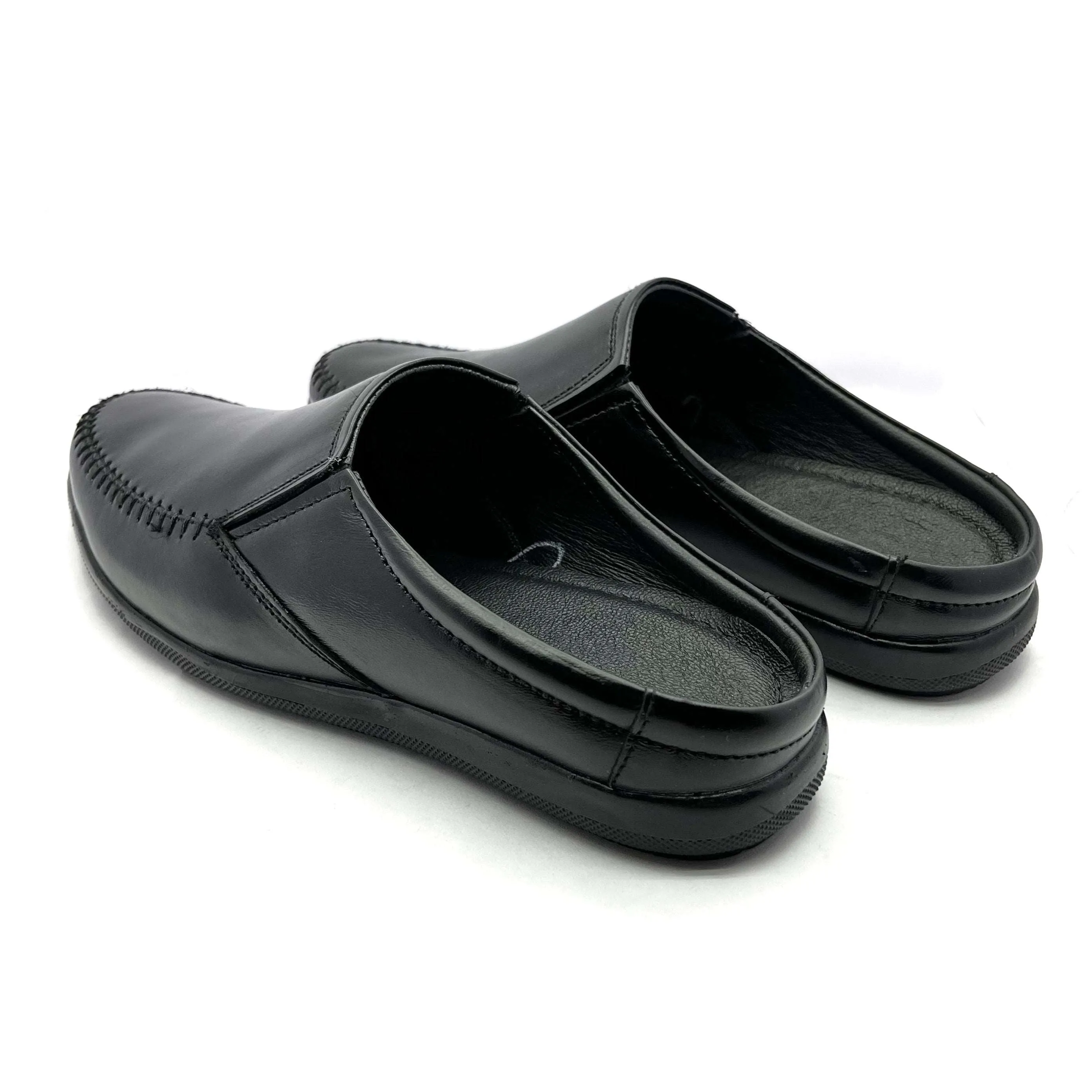 Premium Men's Leather Mules: Stylish Comfort for Every Occasion (Black)