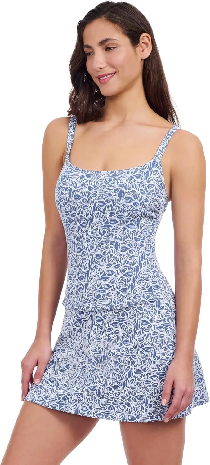 Profile by Gottex Plumeria Textured Leafy Print Stylish & Versatile Women’s Pull-On Skirt Swimsuit Coverup Swim Essential