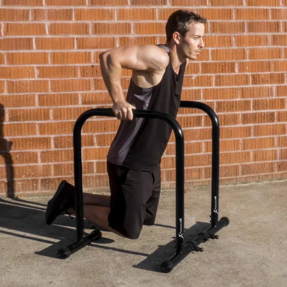 ProsourceFit Dip Stand Station, Heavy Duty Ultimate Body Press Bar with Safety Connector for Tricep Dips