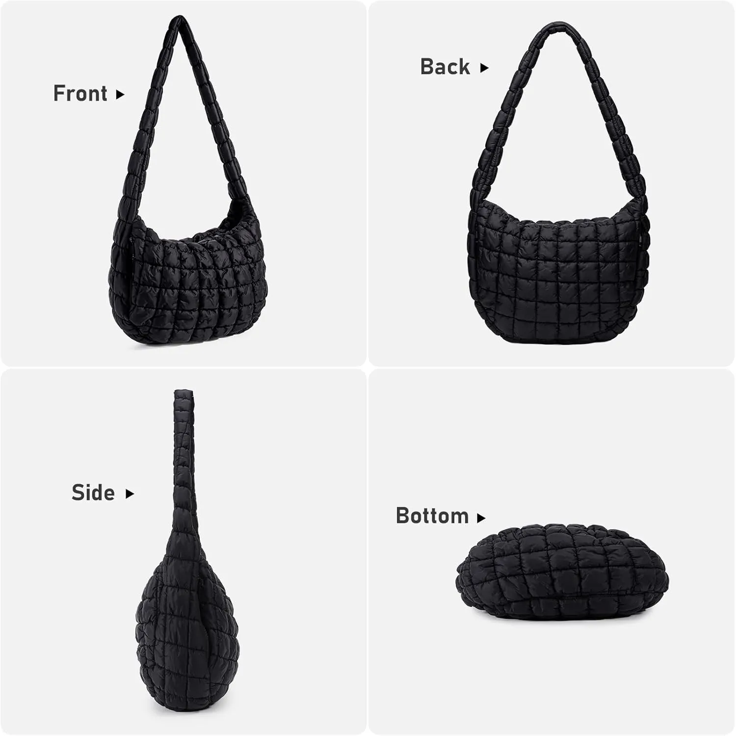 Puffer Bag for Women,Large Lightweight Quilted Tote Bag for Women Puffy Hobo Crossbody Handbags with Padding,Zip Pockets