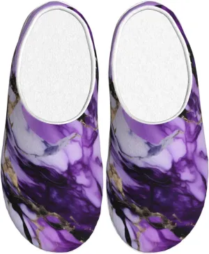 purple marble Print Versatile Use Anti Pilling Washable Slippers for Women Men Cozy Stylish shoes