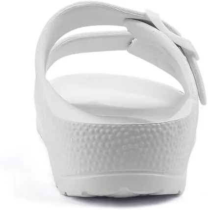 Qtdstz Women's Comfort Slides Double Buckle Adjustable EVA Flat Sandals