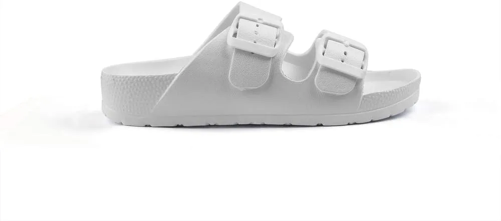 Qtdstz Women's Comfort Slides Double Buckle Adjustable EVA Flat Sandals