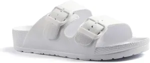 Qtdstz Women's Comfort Slides Double Buckle Adjustable EVA Flat Sandals
