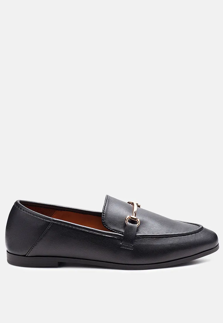 Raire Foldable Faux Leather Loafer Flats